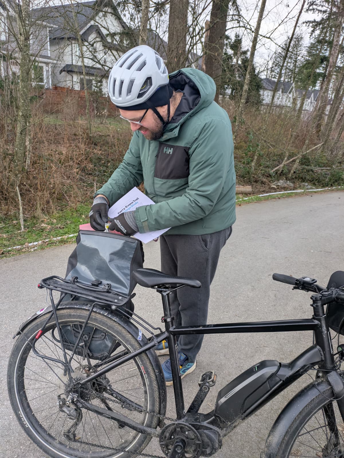 James reviewing the study route along the Parry-Evans Trail
