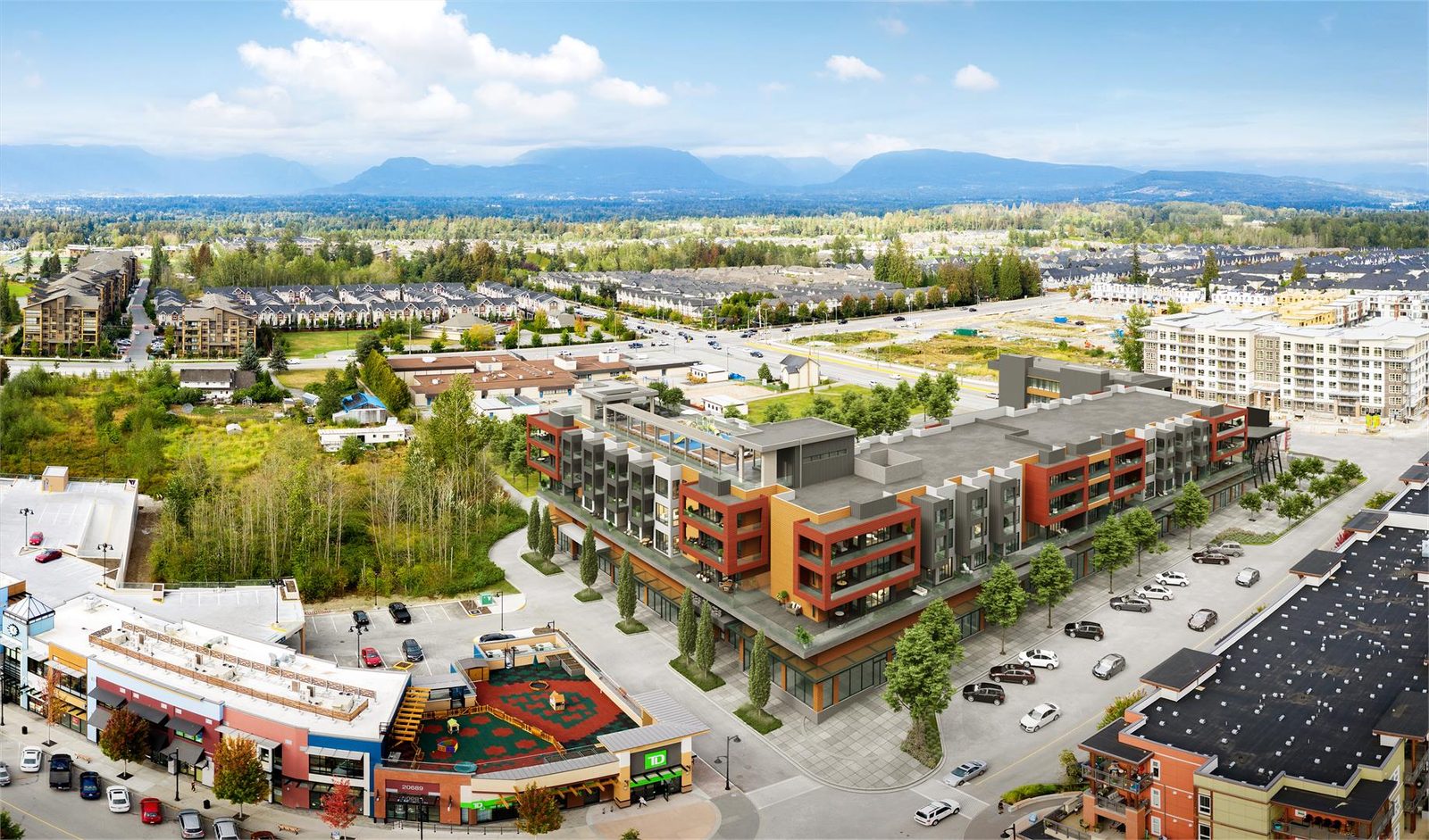 Willoughby from above with the mountains behind