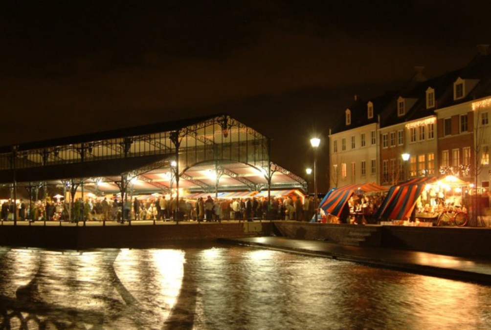 Market hall at night in Brandevoort