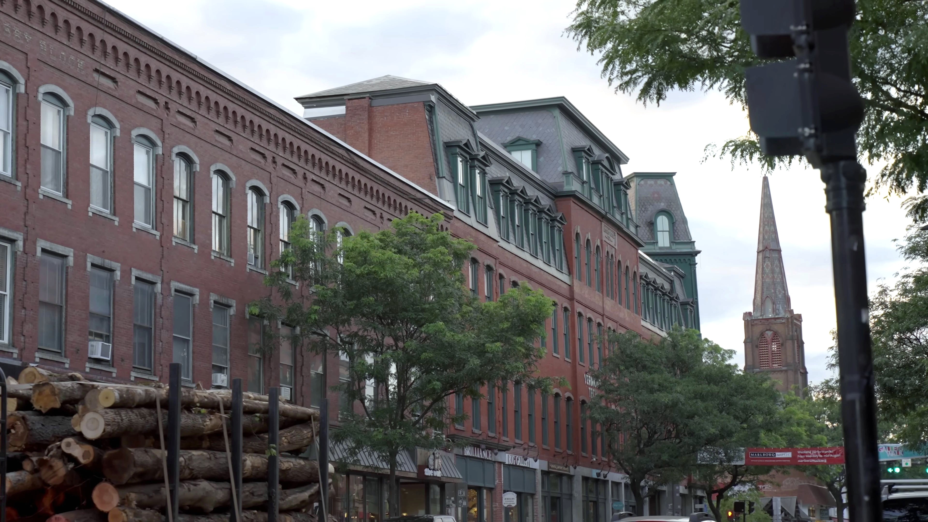 Multi-story brick buildings in Brattleboro