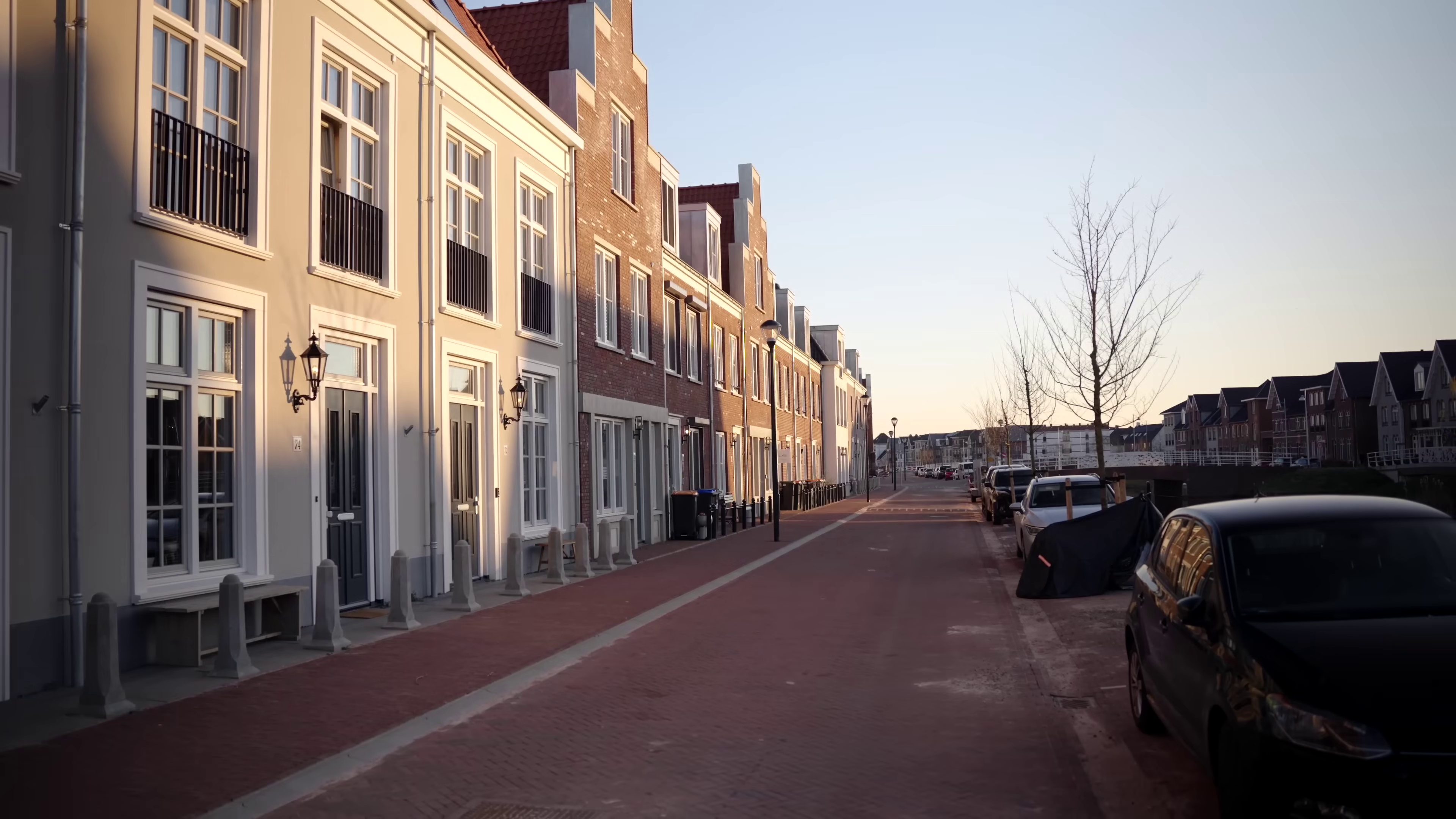 Wide angle view of a street in Weespersluis