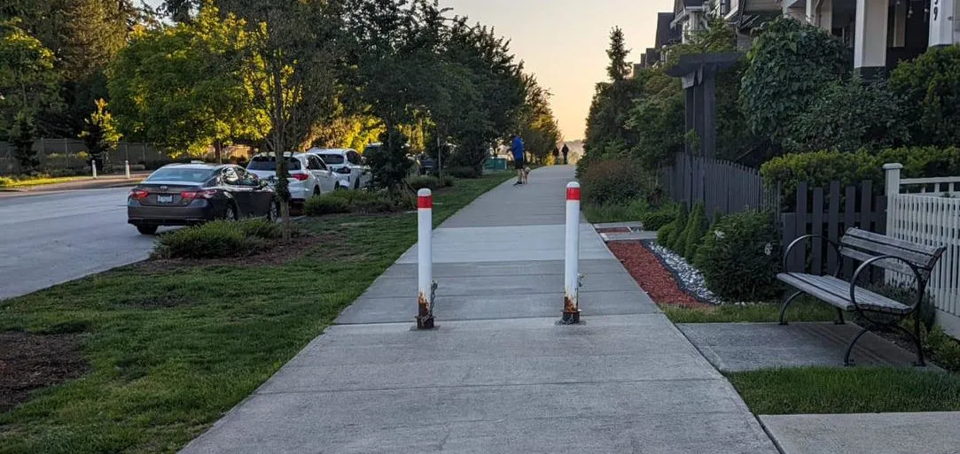 Multi-use path with bollards in Willoughby