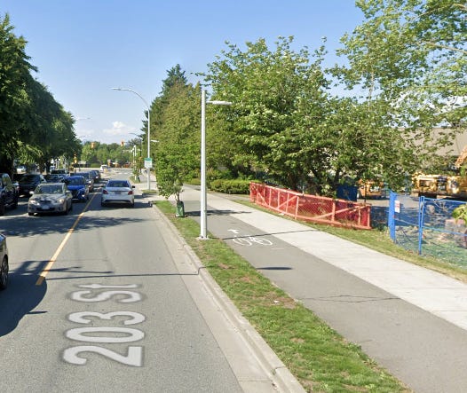 203 Street cycling infrastructure in Langley City